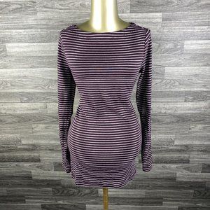 GAP Boat Neck Stretch Purple Striped Maternity Long Sleeve Top Women's Size M